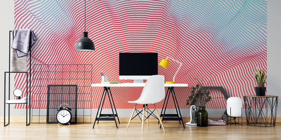 Dalgalı Çizgiler ve Renk Geçişleri Soyut Dijital Sanat Duvar Kağıdı 4833