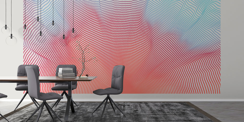 Dalgalı Çizgiler ve Renk Geçişleri Soyut Dijital Sanat Duvar Kağıdı 4833