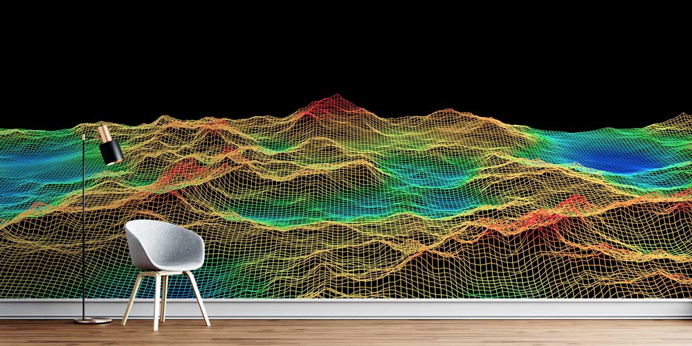 Tel Kafes Dalga Formlu Dijital Sanat Duvar Kağıdı 4838