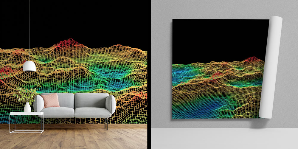 Tel Kafes Dalga Formlu Dijital Sanat Duvar Kağıdı 4838