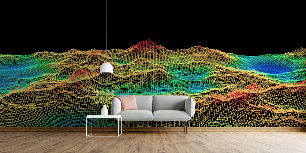 Tel Kafes Dalga Formlu Dijital Sanat Duvar Kağıdı 4838