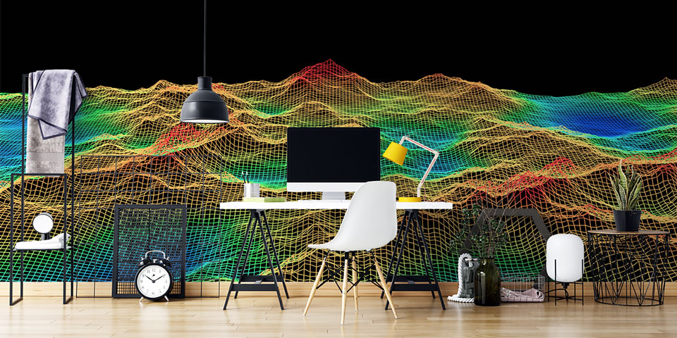 Tel Kafes Dalga Formlu Dijital Sanat Duvar Kağıdı 4838