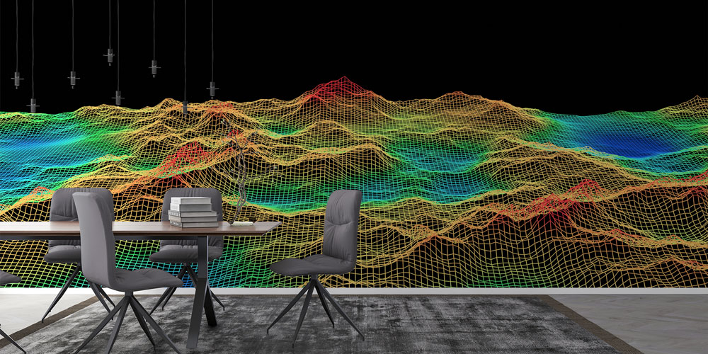 Tel Kafes Dalga Formlu Dijital Sanat Duvar Kağıdı 4838