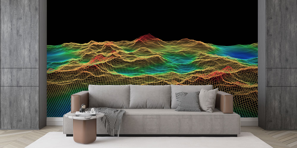 Tel Kafes Dalga Formlu Dijital Sanat Duvar Kağıdı 4838