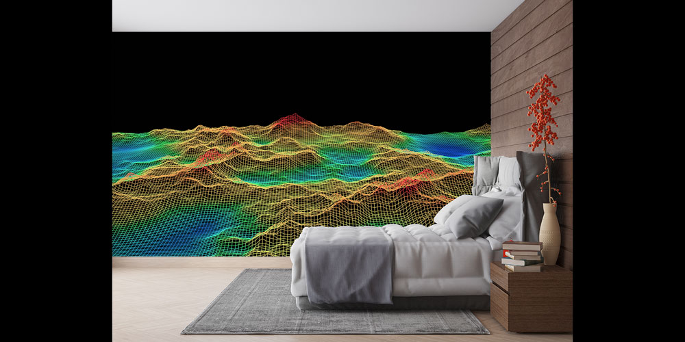 Tel Kafes Dalga Formlu Dijital Sanat Duvar Kağıdı 4838