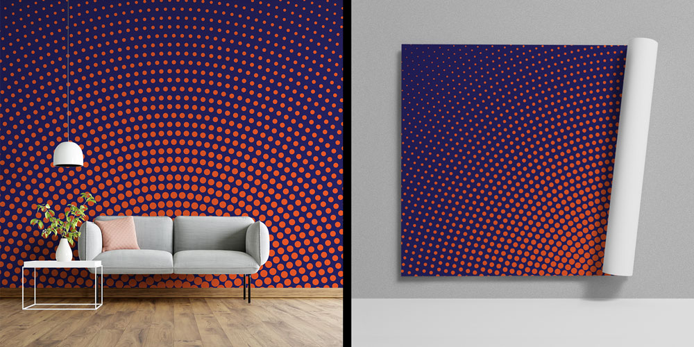 Radyal Nokta Desenli Soyut Dijital Sanat Duvar Kağıdı 4839