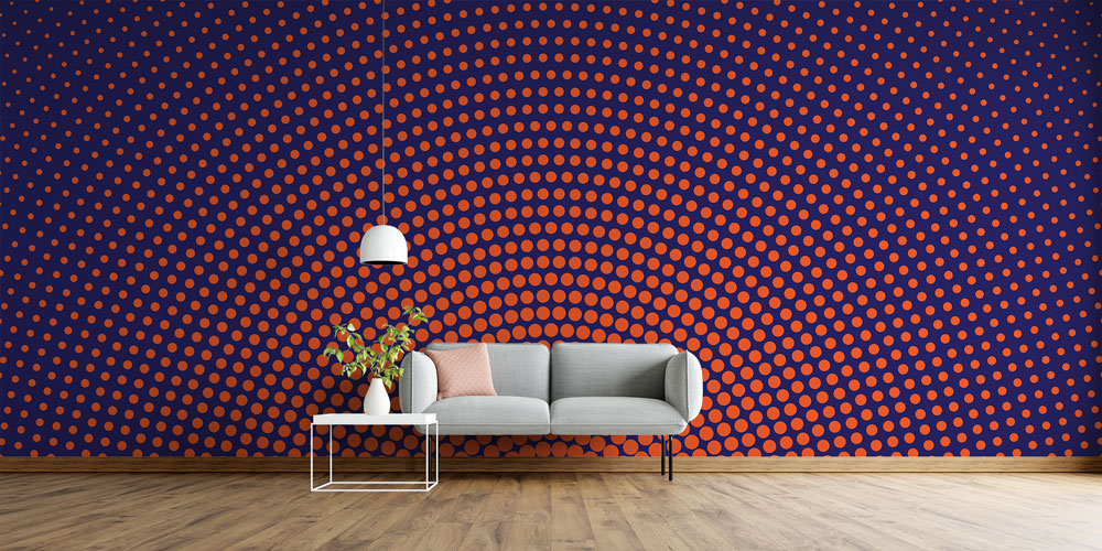 Radyal Nokta Desenli Soyut Dijital Sanat Duvar Kağıdı 4839