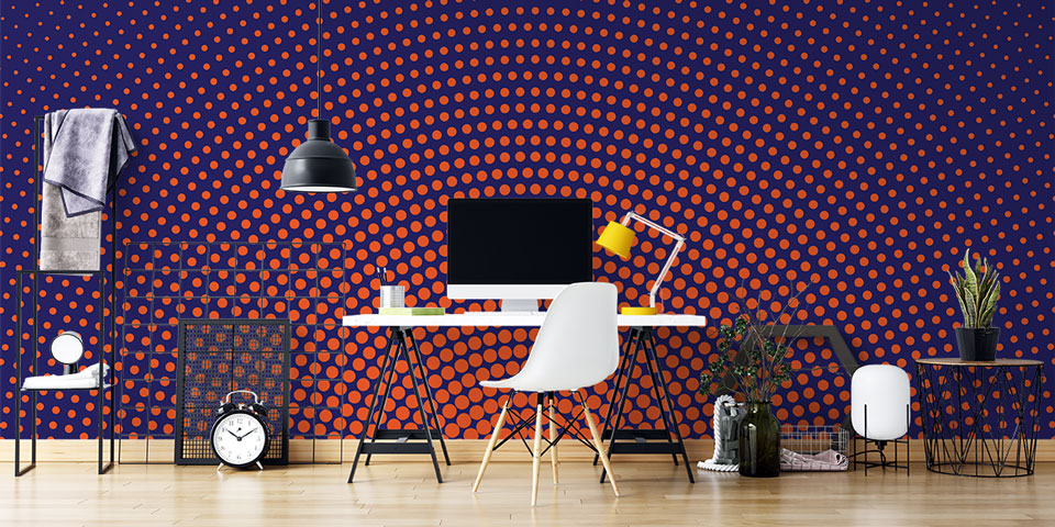 Radyal Nokta Desenli Soyut Dijital Sanat Duvar Kağıdı 4839