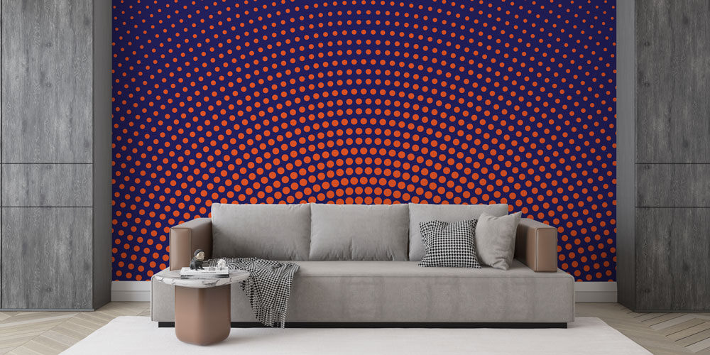 Radyal Nokta Desenli Soyut Dijital Sanat Duvar Kağıdı 4839