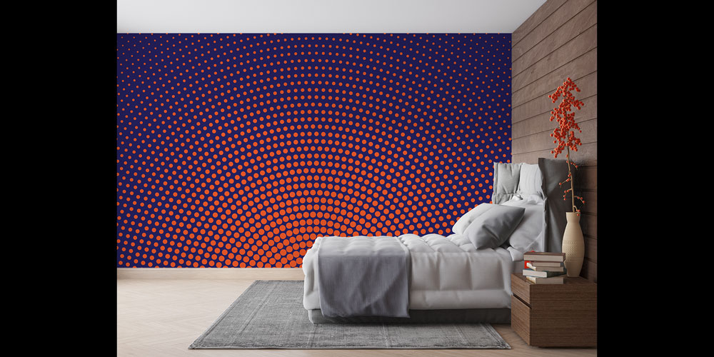 Radyal Nokta Desenli Soyut Dijital Sanat Duvar Kağıdı 4839