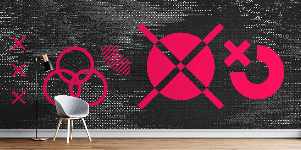 Glitch Dokulu Geometrik Semboller Dijital Sanat Duvar Kağıdı 4842