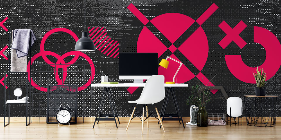 Glitch Dokulu Geometrik Semboller Dijital Sanat Duvar Kağıdı 4842