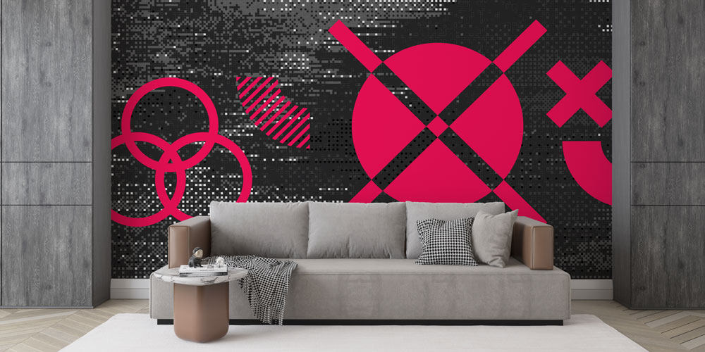 Glitch Dokulu Geometrik Semboller Dijital Sanat Duvar Kağıdı 4842