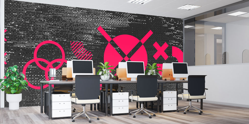 Glitch Dokulu Geometrik Semboller Dijital Sanat Duvar Kağıdı 4842