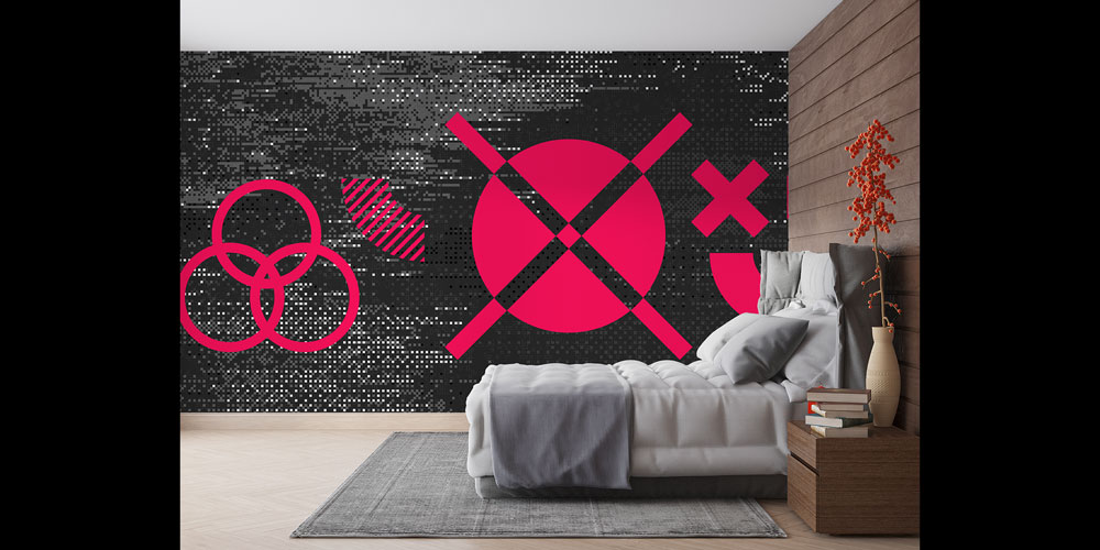 Glitch Dokulu Geometrik Semboller Dijital Sanat Duvar Kağıdı 4842