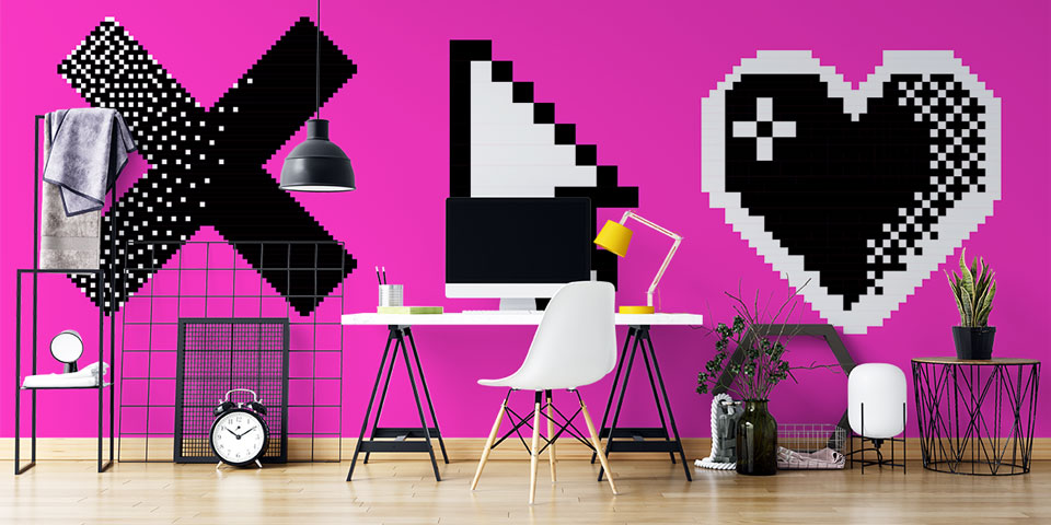 Piksel İkonlar Retro Dijital Sanat Duvar Kağıdı 4844