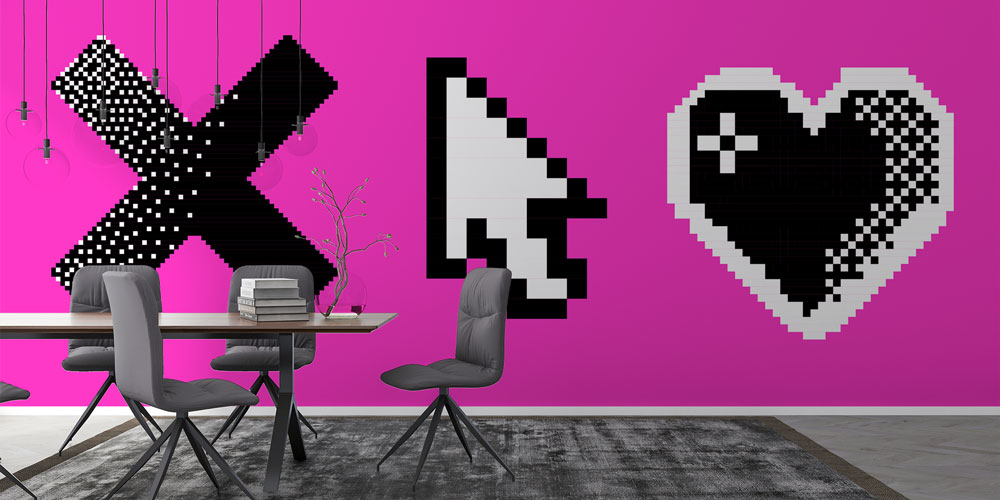 Piksel İkonlar Retro Dijital Sanat Duvar Kağıdı 4844