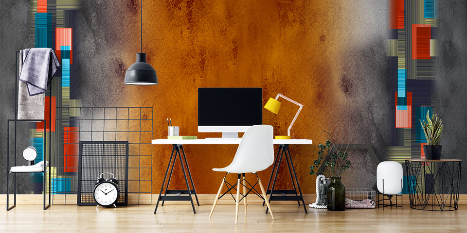 Endüstriyel Doku ve Geometrik Bloklar Soyut Dijital Sanat Duvar Kağıdı 4845