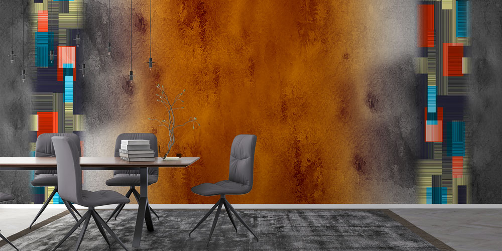 Endüstriyel Doku ve Geometrik Bloklar Soyut Dijital Sanat Duvar Kağıdı 4845