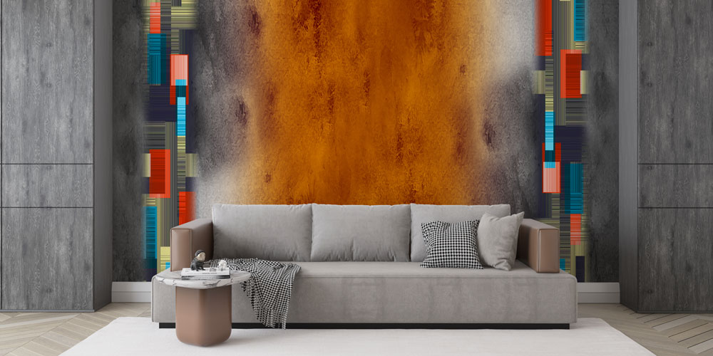 Endüstriyel Doku ve Geometrik Bloklar Soyut Dijital Sanat Duvar Kağıdı 4845