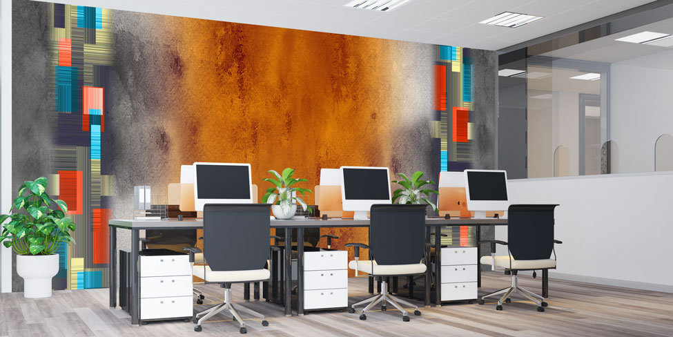 Endüstriyel Doku ve Geometrik Bloklar Soyut Dijital Sanat Duvar Kağıdı 4845