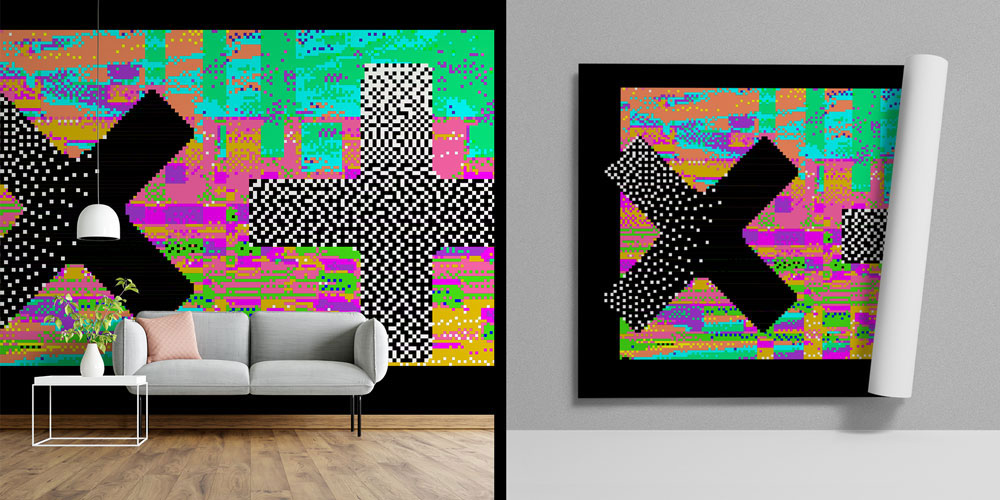 Glitch Dokulu Geometrik Çarpılar Dijital Sanat Duvar Kağıdı 4847