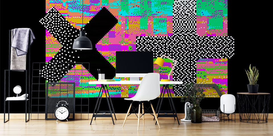 Glitch Dokulu Geometrik Çarpılar Dijital Sanat Duvar Kağıdı 4847