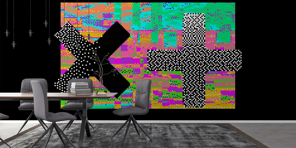 Glitch Dokulu Geometrik Çarpılar Dijital Sanat Duvar Kağıdı 4847