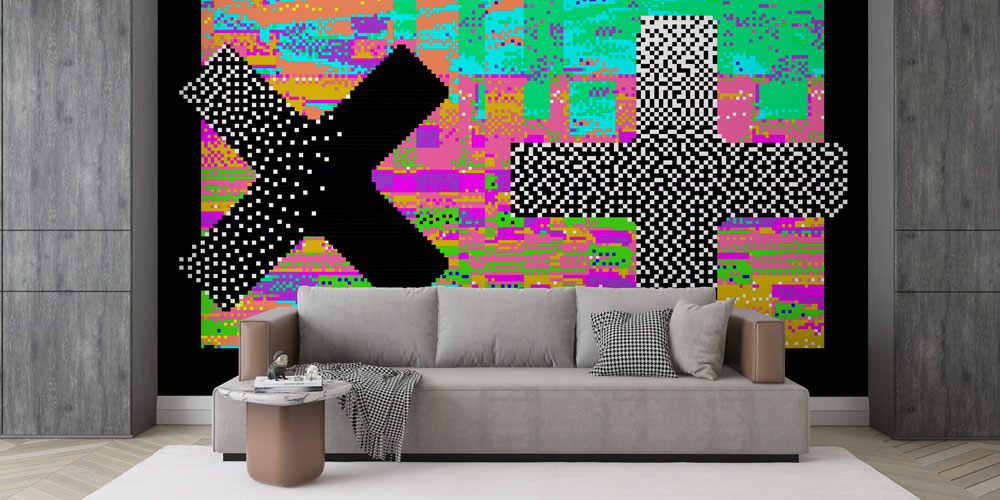 Glitch Dokulu Geometrik Çarpılar Dijital Sanat Duvar Kağıdı 4847