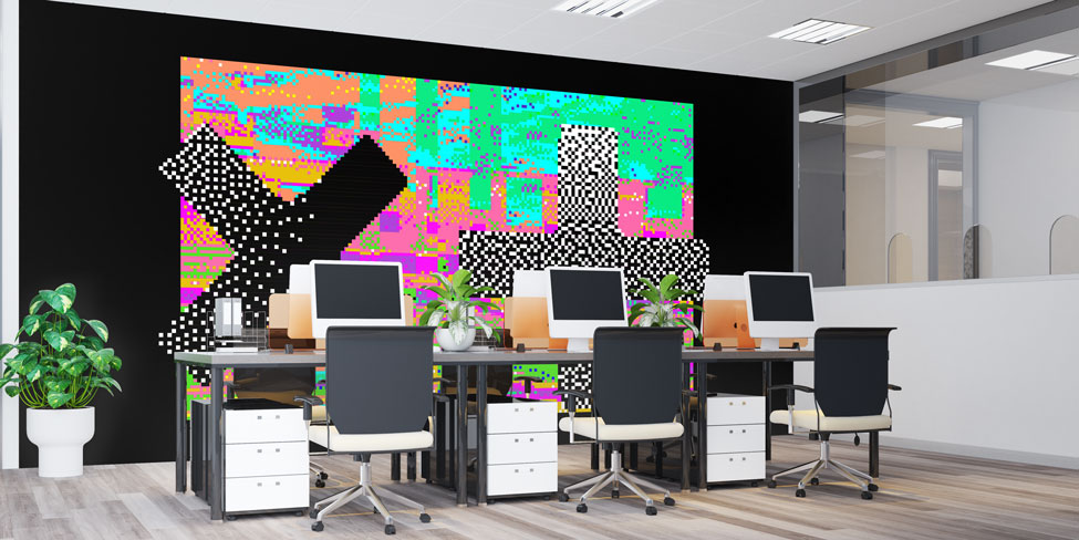 Glitch Dokulu Geometrik Çarpılar Dijital Sanat Duvar Kağıdı 4847