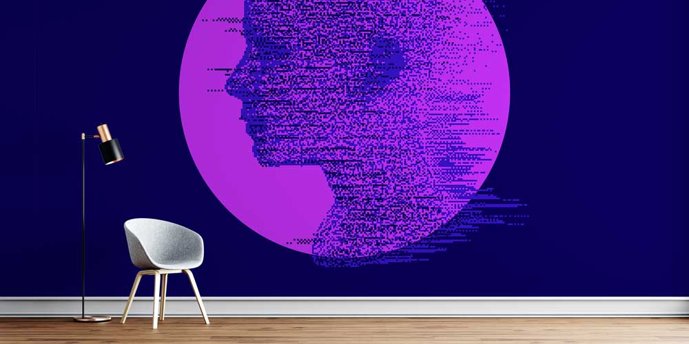 Glitch Efektli İnsan Profili Dijital Sanat Duvar Kağıdı 4848