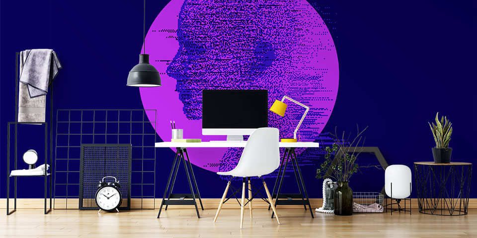 Glitch Efektli İnsan Profili Dijital Sanat Duvar Kağıdı 4848