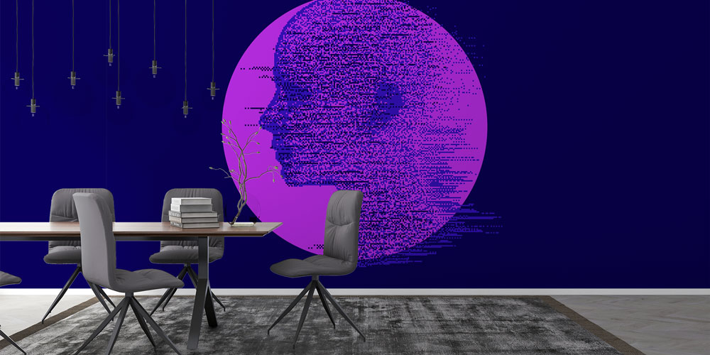 Glitch Efektli İnsan Profili Dijital Sanat Duvar Kağıdı 4848