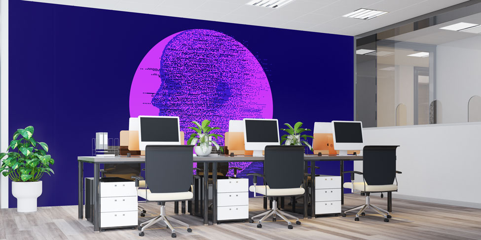 Glitch Efektli İnsan Profili Dijital Sanat Duvar Kağıdı 4848