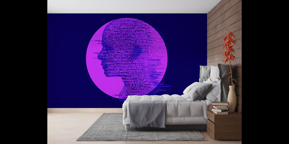 Glitch Efektli İnsan Profili Dijital Sanat Duvar Kağıdı 4848