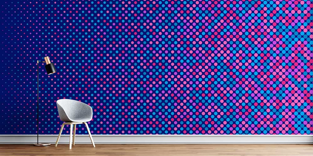 Renkli Nokta Desenli Soyut Dijital Sanat Duvar Kağıdı 4849