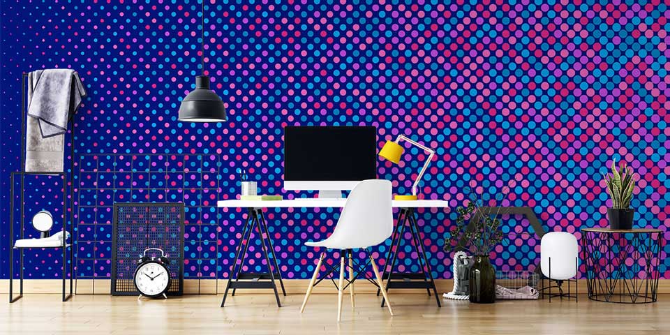 Renkli Nokta Desenli Soyut Dijital Sanat Duvar Kağıdı 4849