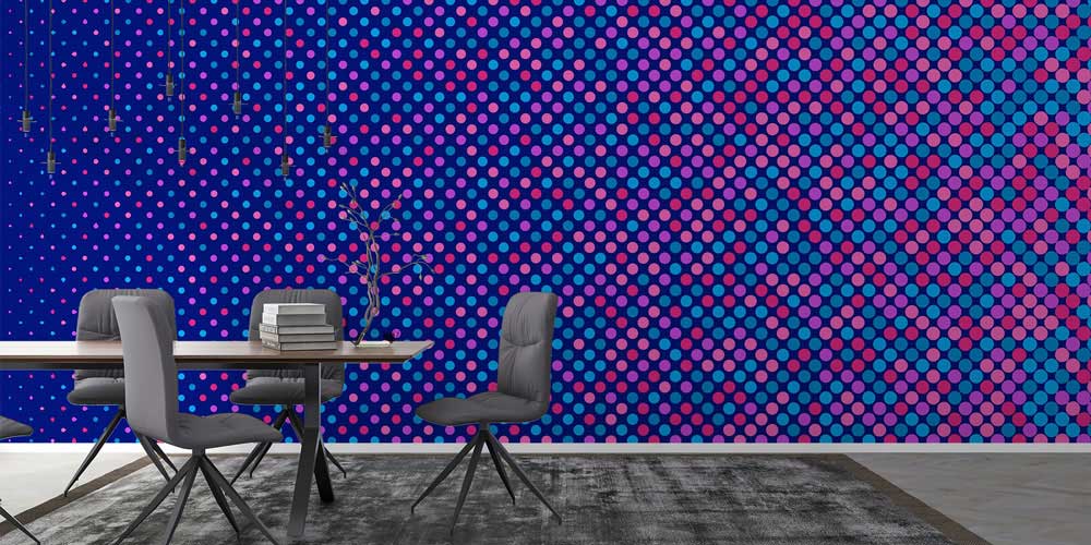 Renkli Nokta Desenli Soyut Dijital Sanat Duvar Kağıdı 4849