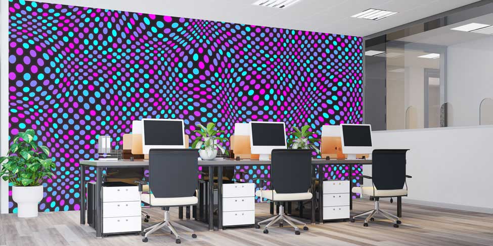 Dalgalı Renkli Nokta Desenli Soyut Dijital Sanat Duvar Kağıdı 4850