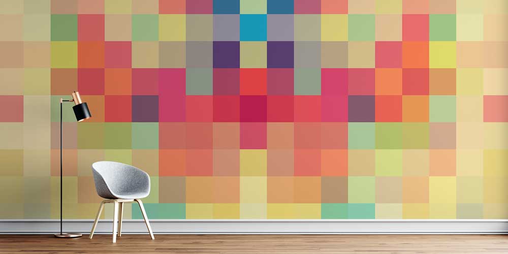 Renkli Mozaik Kareler Soyut Dijital Sanat Duvar Kağıdı 4852
