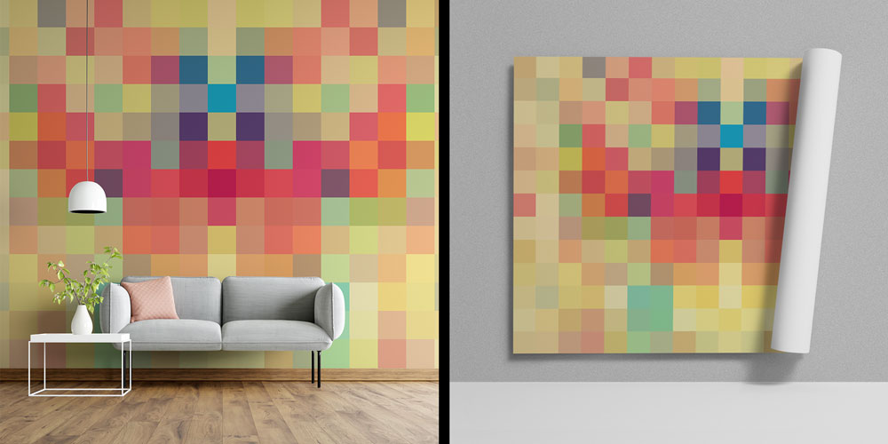 Renkli Mozaik Kareler Soyut Dijital Sanat Duvar Kağıdı 4852