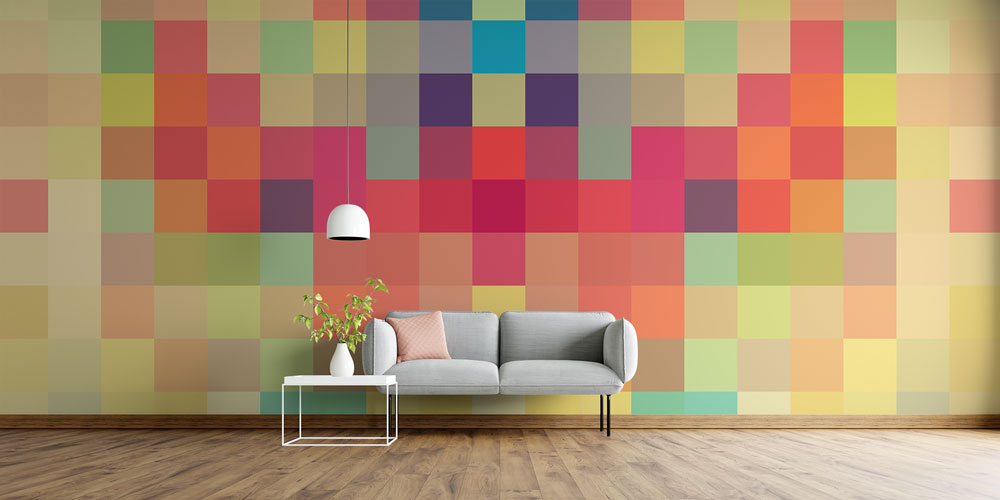 Renkli Mozaik Kareler Soyut Dijital Sanat Duvar Kağıdı 4852