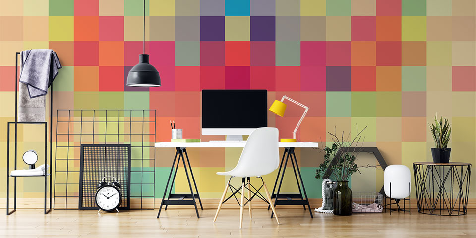 Renkli Mozaik Kareler Soyut Dijital Sanat Duvar Kağıdı 4852