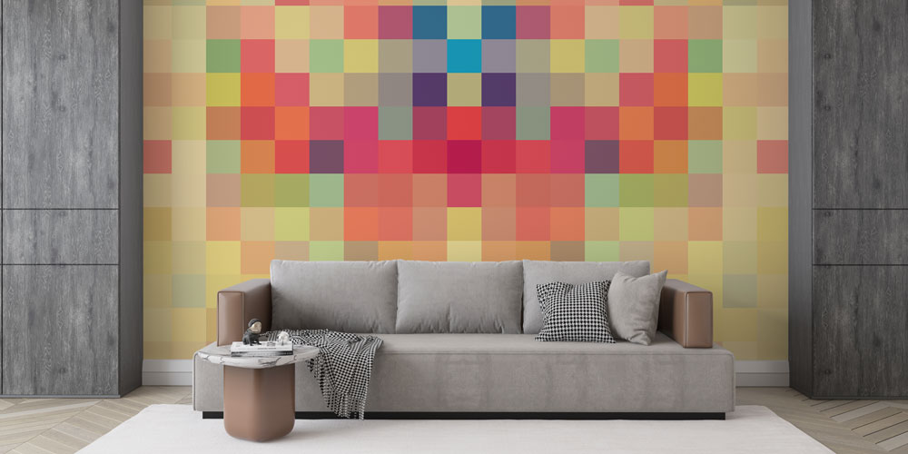 Renkli Mozaik Kareler Soyut Dijital Sanat Duvar Kağıdı 4852