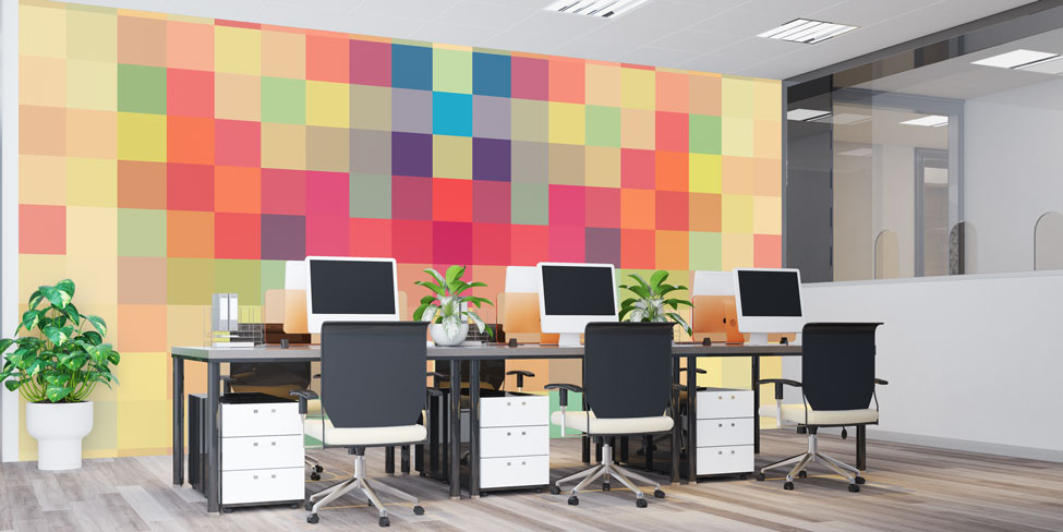 Renkli Mozaik Kareler Soyut Dijital Sanat Duvar Kağıdı 4852