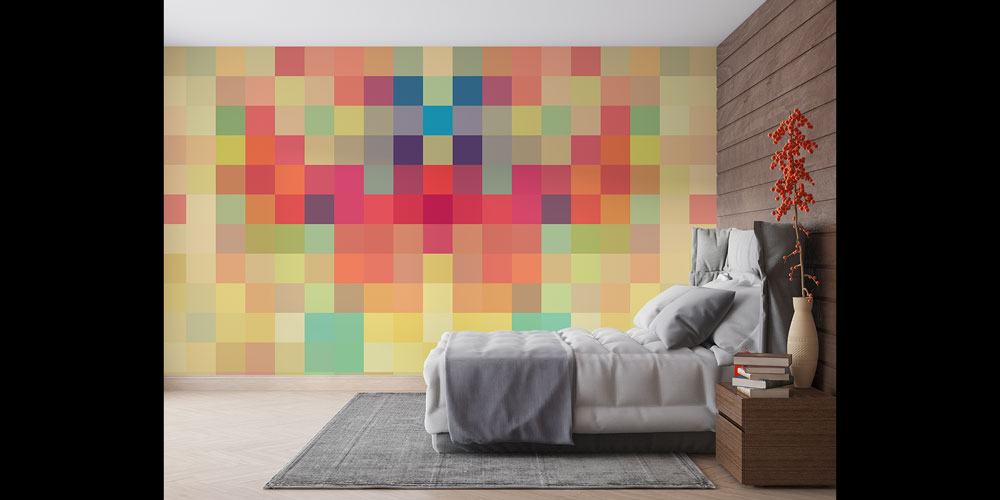 Renkli Mozaik Kareler Soyut Dijital Sanat Duvar Kağıdı 4852