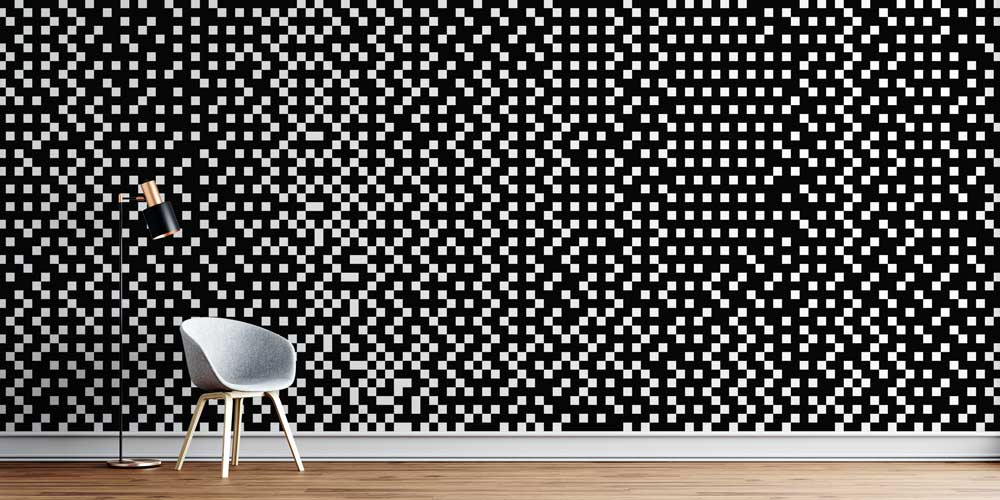 Siyah Beyaz Piksel Kareler Op Art Soyut Duvar Kağıdı 4853
