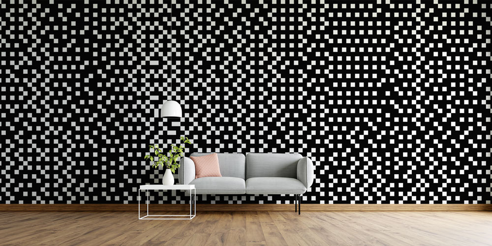 Siyah Beyaz Piksel Kareler Op Art Soyut Duvar Kağıdı 4853