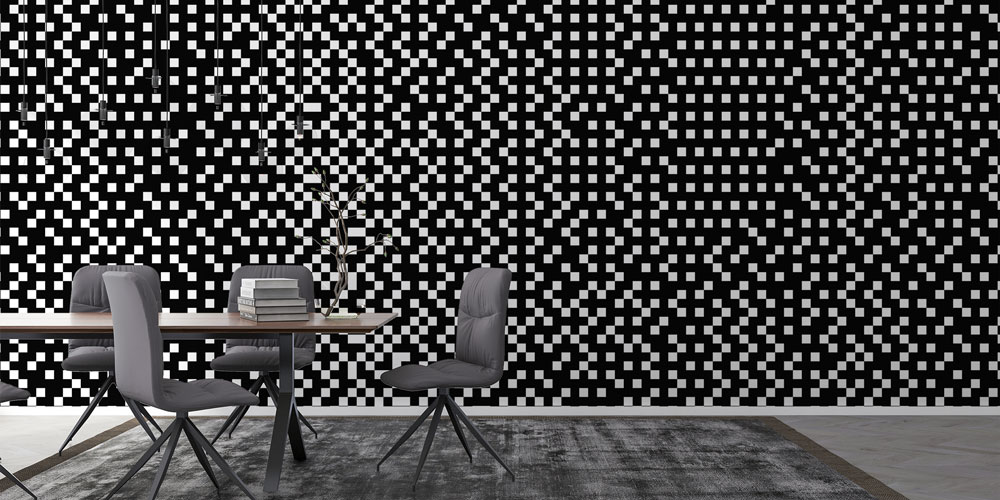 Siyah Beyaz Piksel Kareler Op Art Soyut Duvar Kağıdı 4853