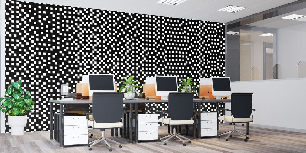 Siyah Beyaz Piksel Kareler Op Art Soyut Duvar Kağıdı 4853